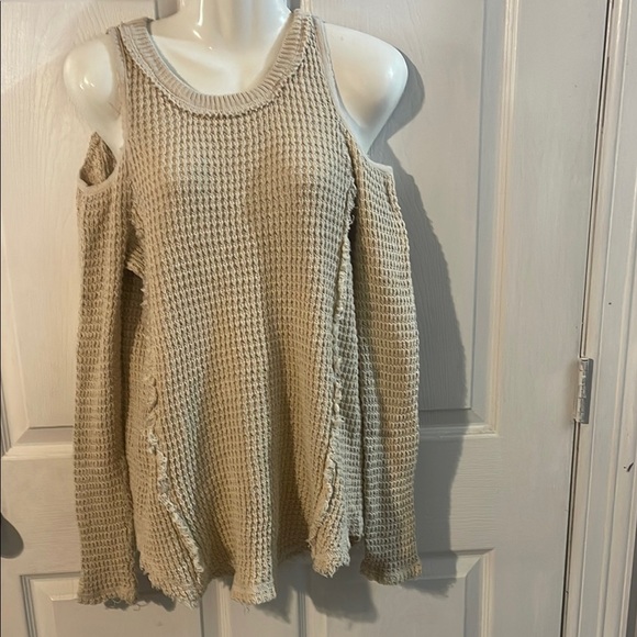 Elan Off-Shoulder Knit Sweater in Cream - Picture 1 of 8